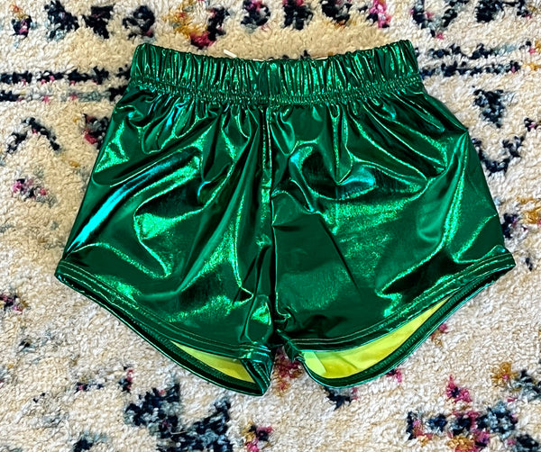 Green 2024 shiny shorts