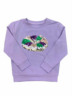 Mardi Gras Sequin Sweater- king cake