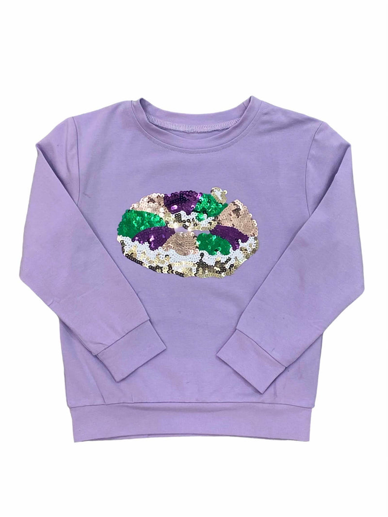 Mardi Gras Sequin Sweater- king cake