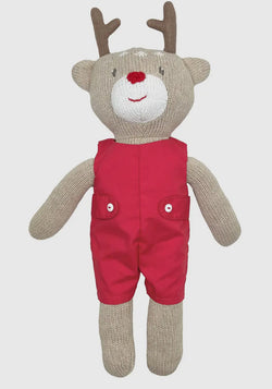 Boy Reindeer Doll- Solid Red Romper