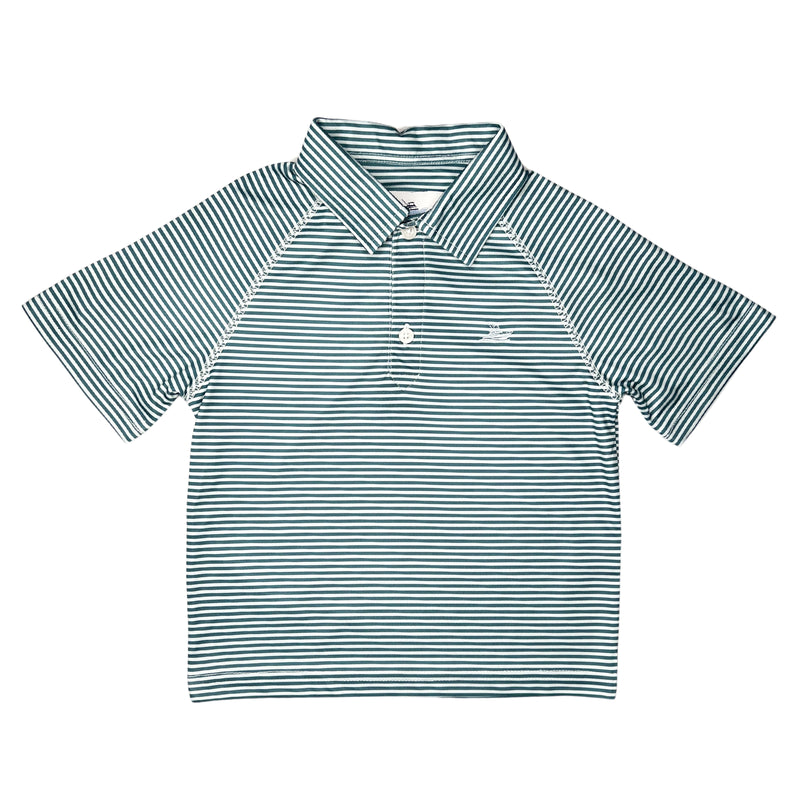 Performance Stripe Polo- blue haze