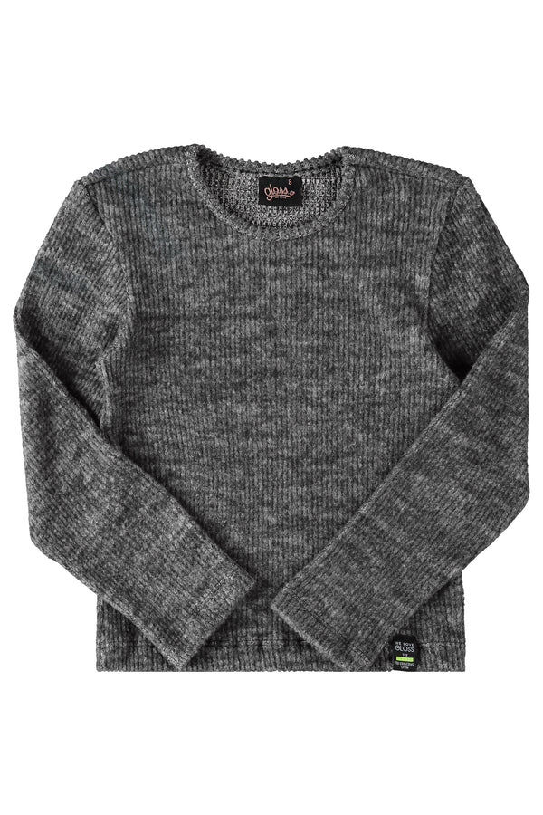 Brushed ribbed jersey set- grey