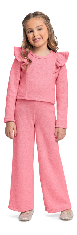 Knit Jersey set- pink ruffle