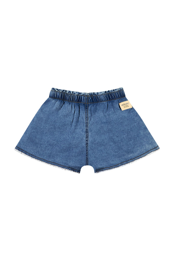 Denim Frayed Elastic Short