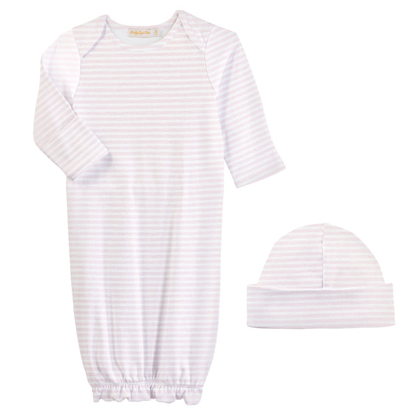 Pink Stripe gown & hat set