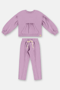 Jersey sweatshirt set- purple pocket
