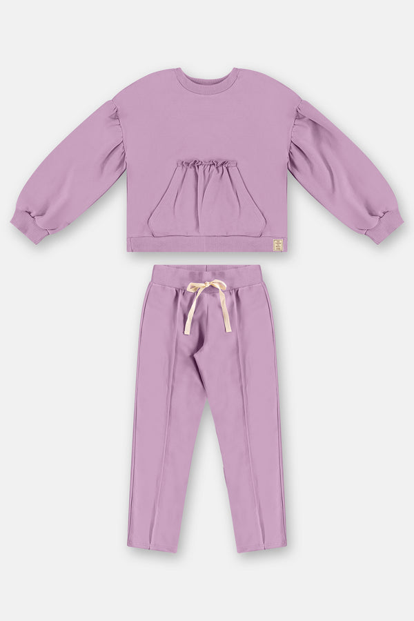 Jersey sweatshirt set- purple pocket