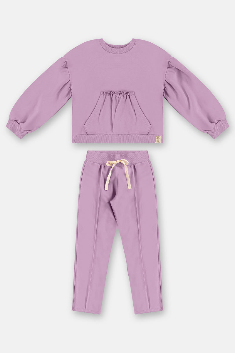 Jersey sweatshirt set- purple pocket