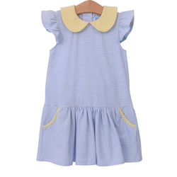 Genevieve Dress- Light blue stripe & Yellow