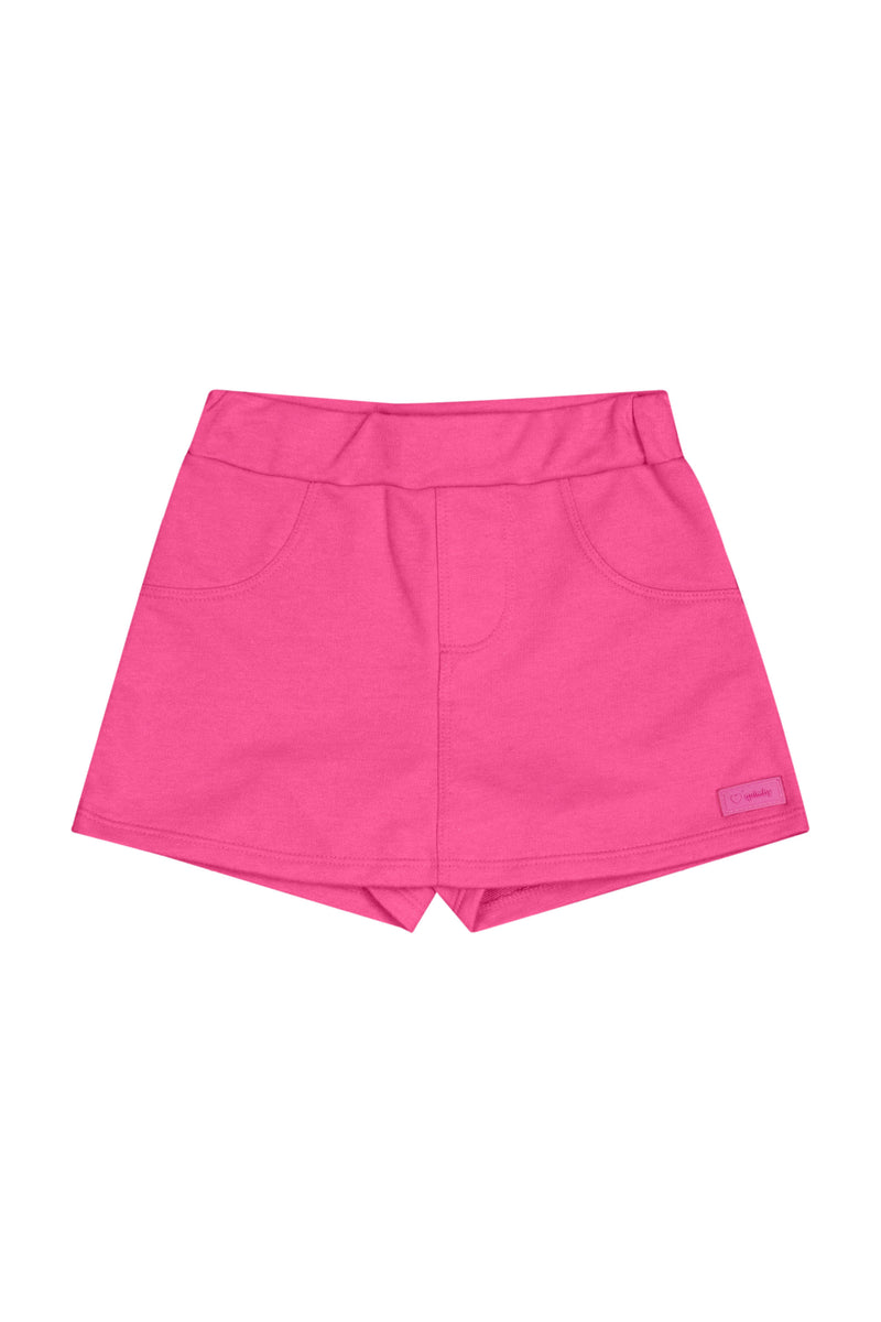 Jersey crop sweat/skort set- neon pink