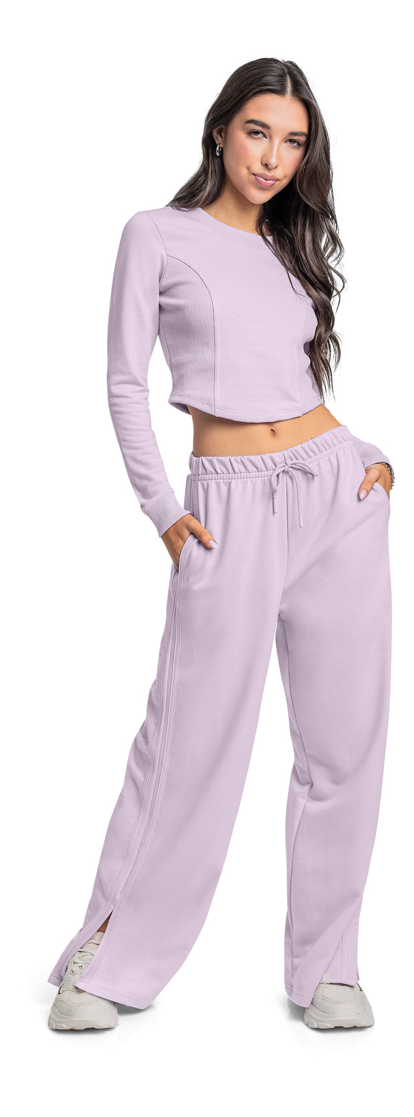 Jersey sweatshirt set- purple crop