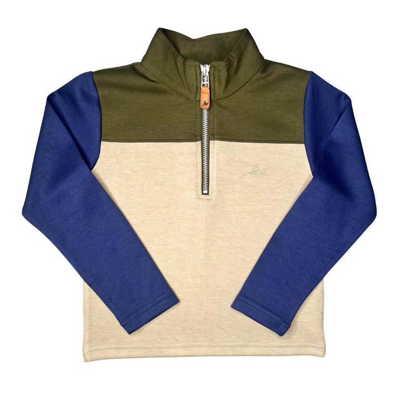 Colorblock Pullover- Green/Khaki/Navy