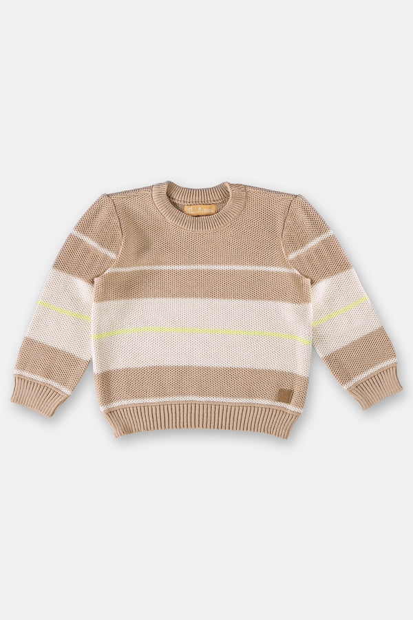 Knit Colorblock Sweater- beige