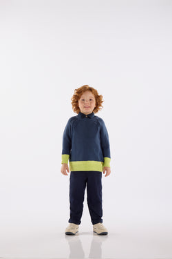 Knit Sweater- navy/lime