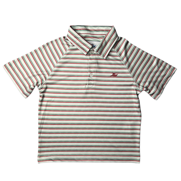 Performance Stripe Polo- red/ green