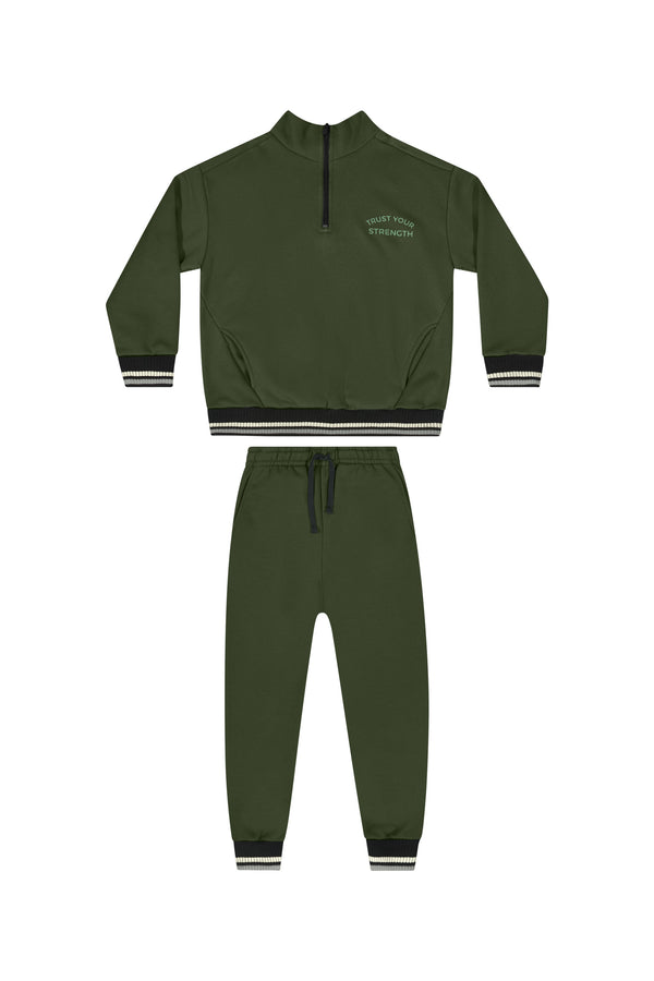 Sweatshirt Set- Dark Green with black trim