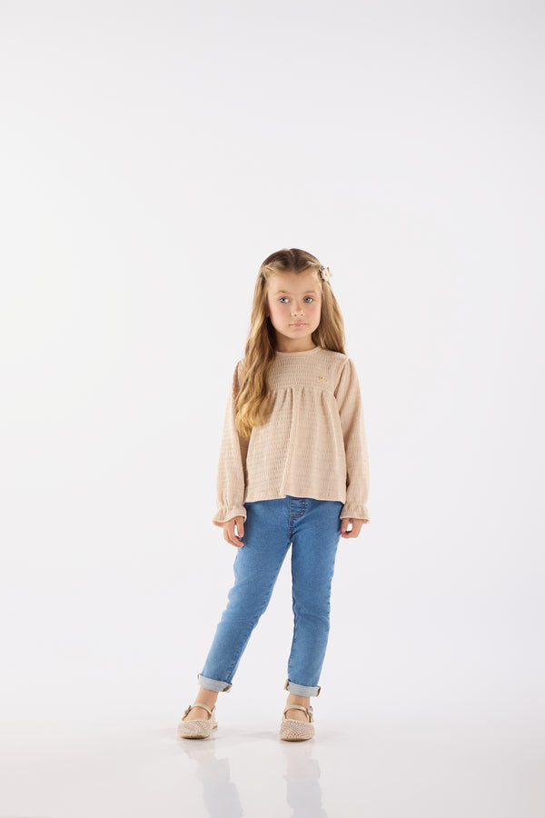Pleated Blouse- beige