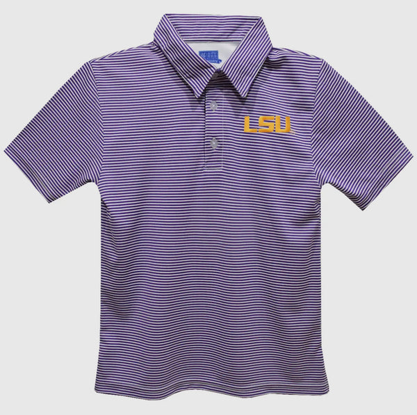 LSU Polo- Purple Stripe