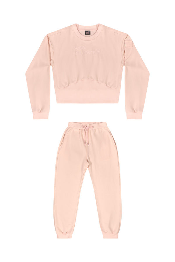 Jersey sweatshirt set- light pink