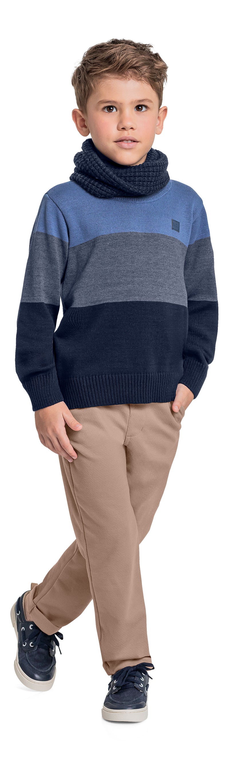 Knit Colorblock Sweater- blue