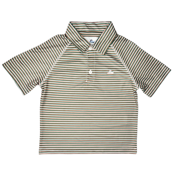 Performance Stripe Polo- green/fog/brown
