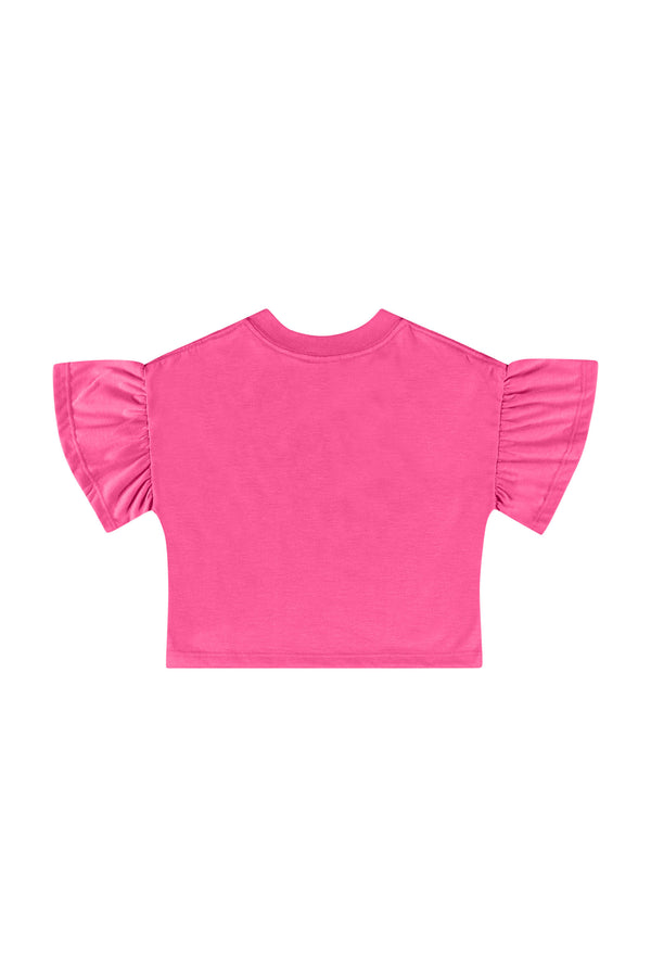 Jersey crop sweat/skort set- neon pink