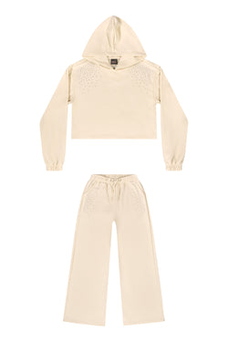 Jersey sweatshirt set- beige sparkle hoodie