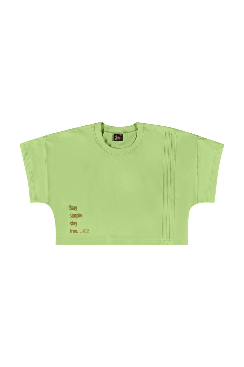 Jersey crop sweatshort set- neon green