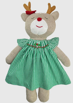 Girl Reindeer Doll- Green Check