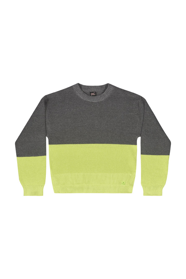 Knit Sweatshirt - grey & lime