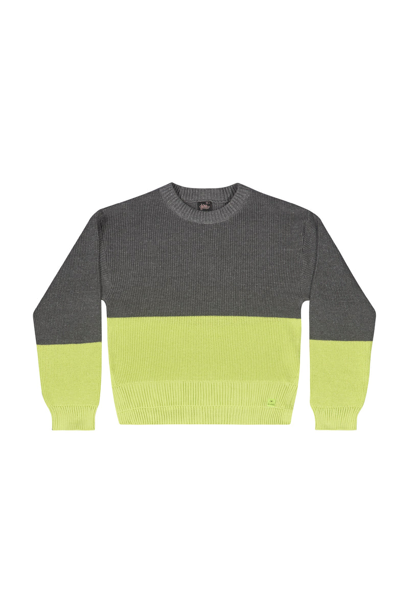 Knit Sweatshirt - grey & lime