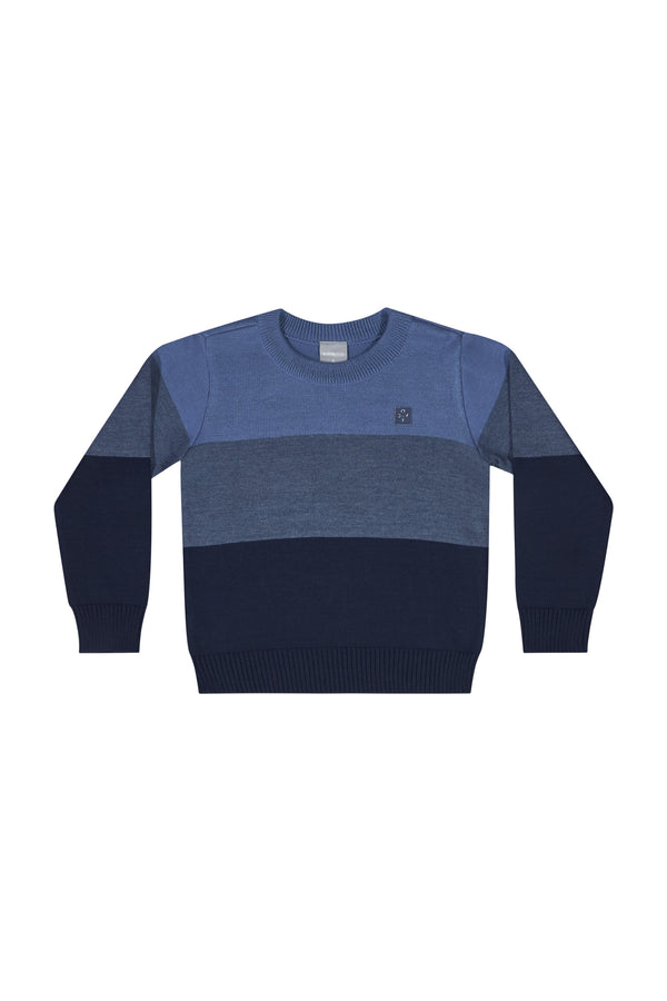 Knit Colorblock Sweater- blue