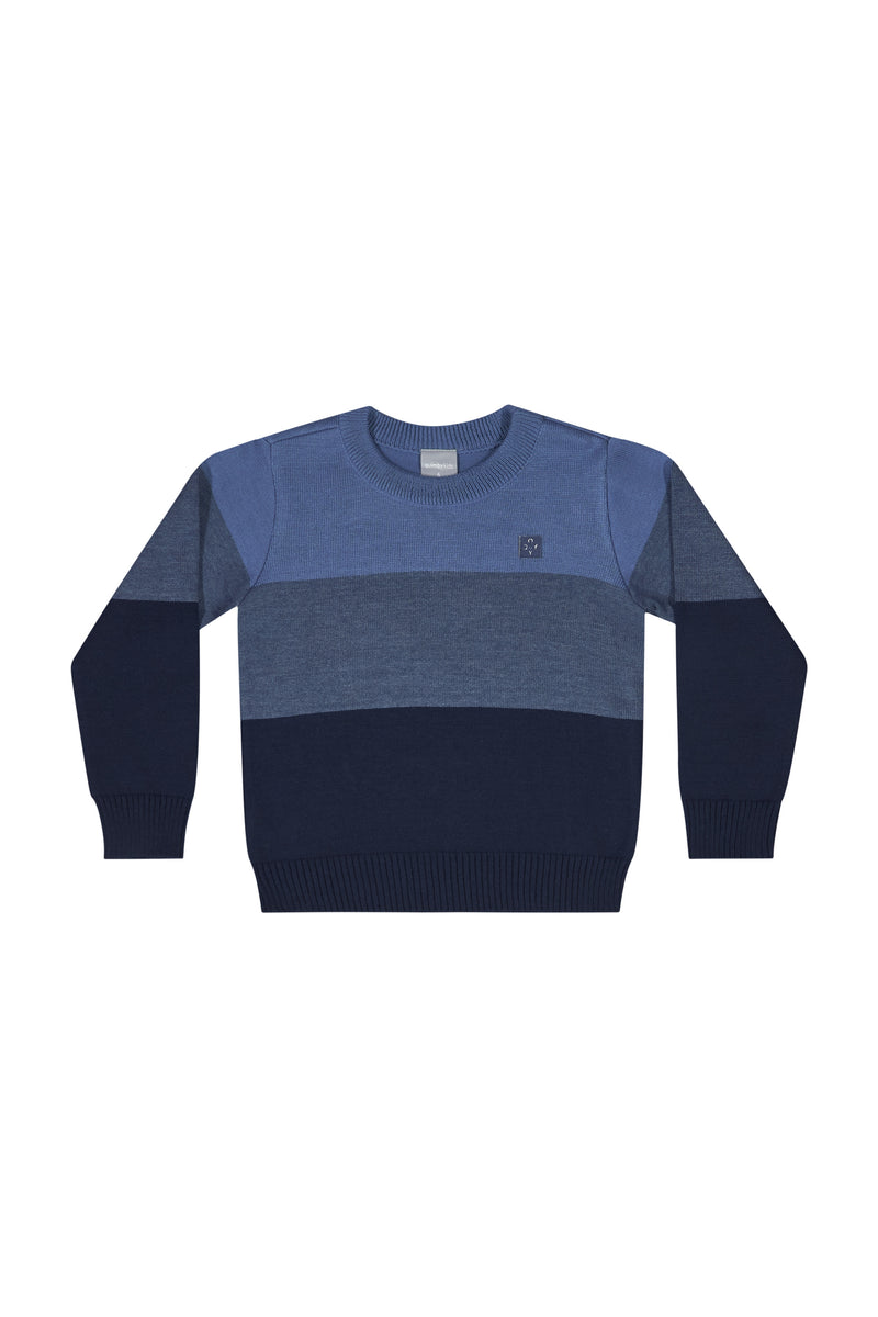 Knit Colorblock Sweater- blue