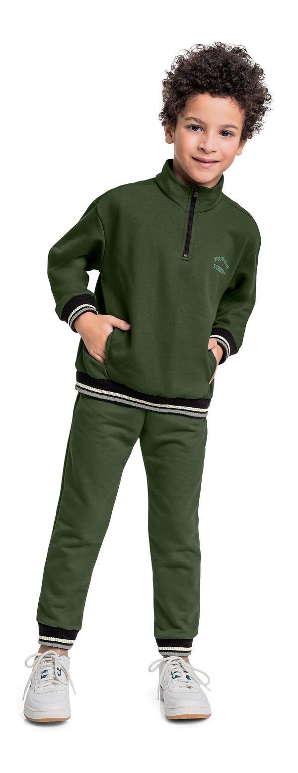 Sweatshirt Set- Dark Green with black trim