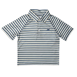 Performance Stripe Polo- navy/fog/green
