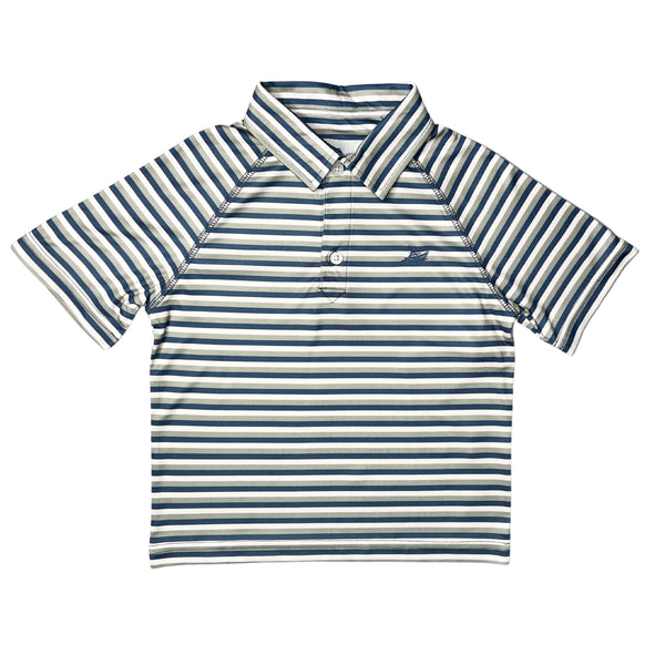 Performance Stripe Polo- navy/fog/green