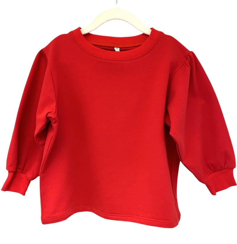 Puff Sleeve Sweater- Red