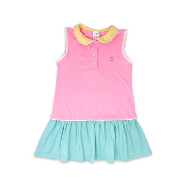 Darla Dress- Turquoise, Flamingo Pink, Lemonade