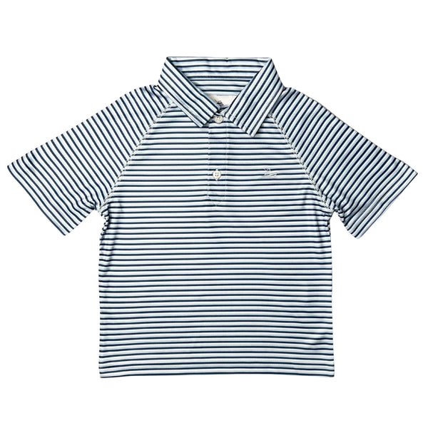 Performance Stripe Polo- Blue/ Light blue