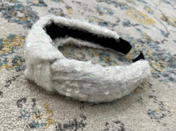 Sequin Headband-  White