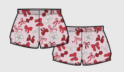 Plush Shorts- Red Bows