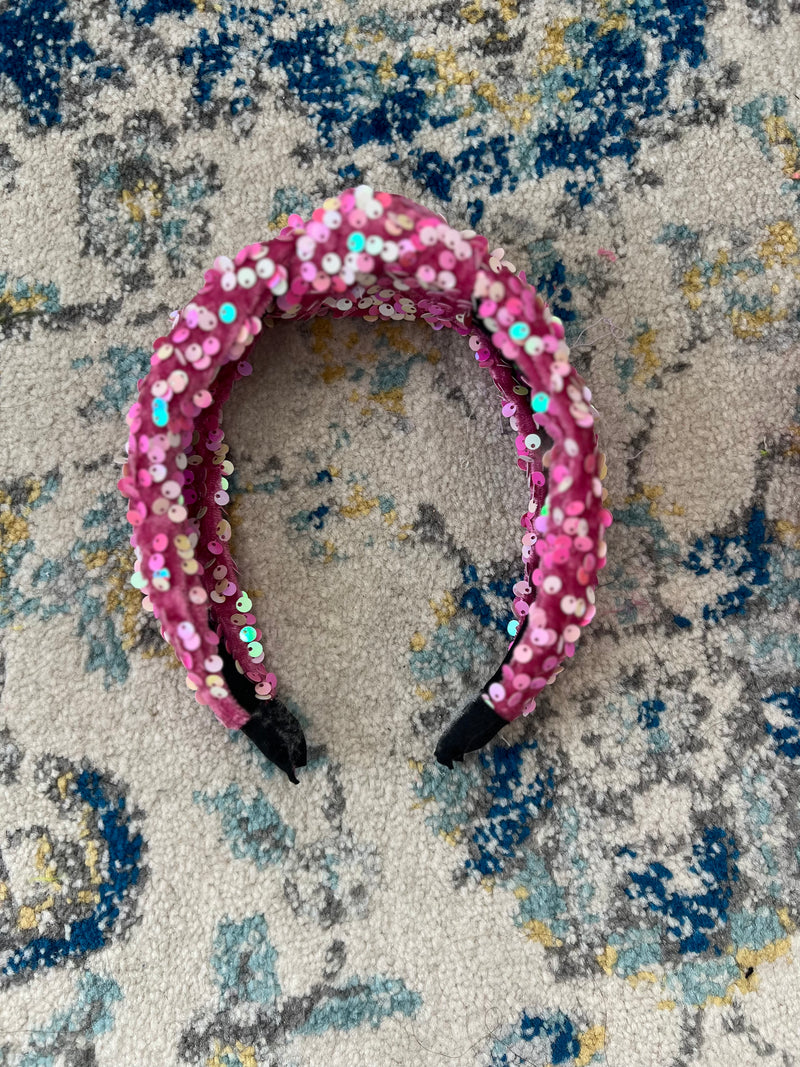 Sequin Headband- Pink