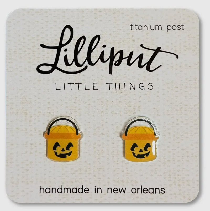 Retro Bucket Earrings- pumpkin