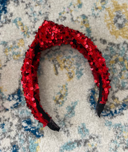 Sequin Headband-  Red