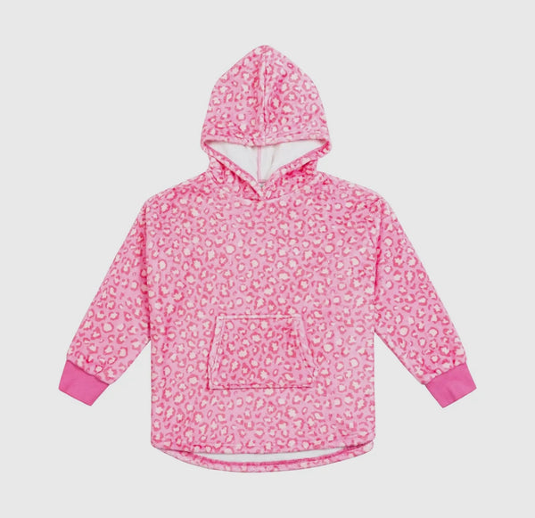 Plush Hoodie- Pink Leopard