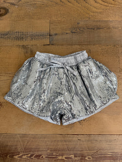 Sequin Butterfly Shorts- Silver