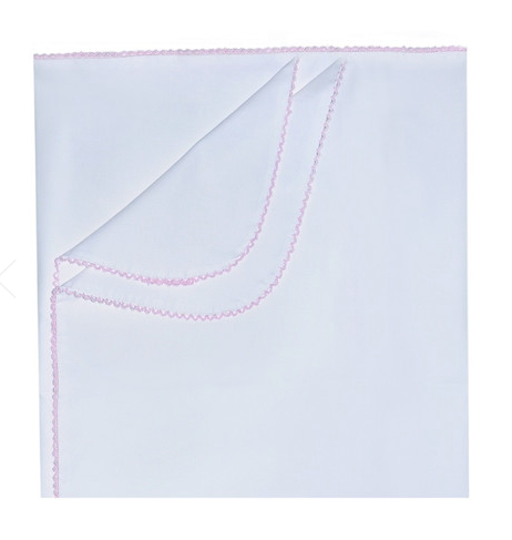 Baby Blanket- pink trim on white