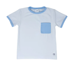 Bradley Tee- white & light blue