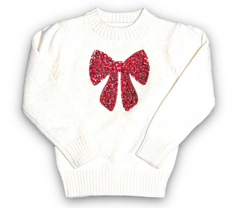 Cream xmas jumper discount with red bow
