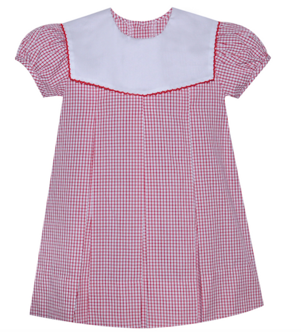 Reese Dress- Red Picot Collar